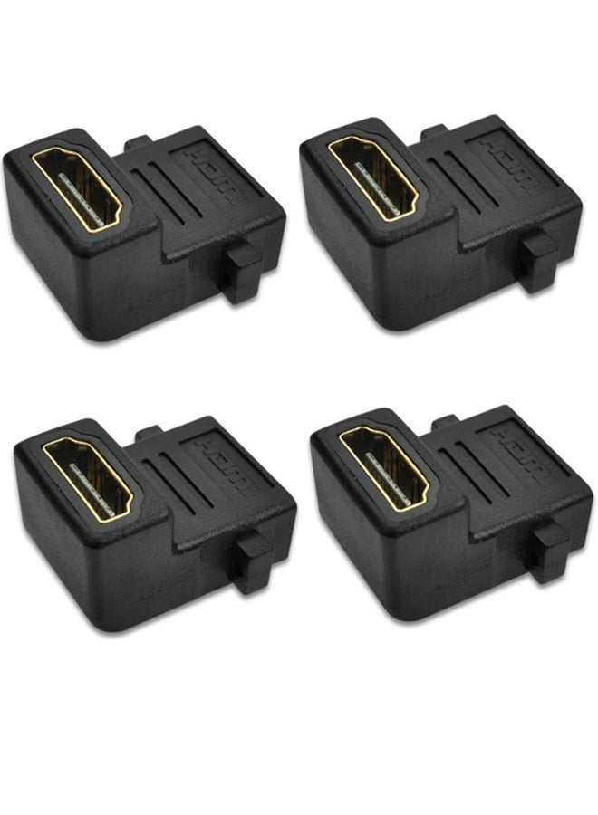 Pack of 4 HDMI to HDMI Female 90 Degree Right Angle Adapter Connector Coupler for HDTV - Image 1