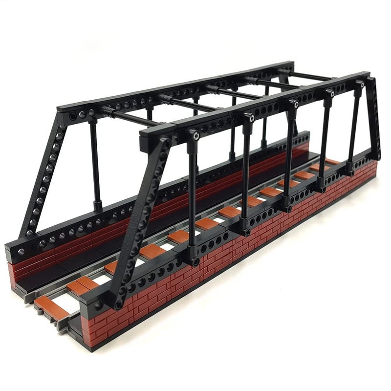 dspitwod Classic Train Building Bridge City Passenger Express Train Tracks Toys Accessories Railroad Construction Building Block Compatible with Major Brand (Black Bridge) - Image 2
