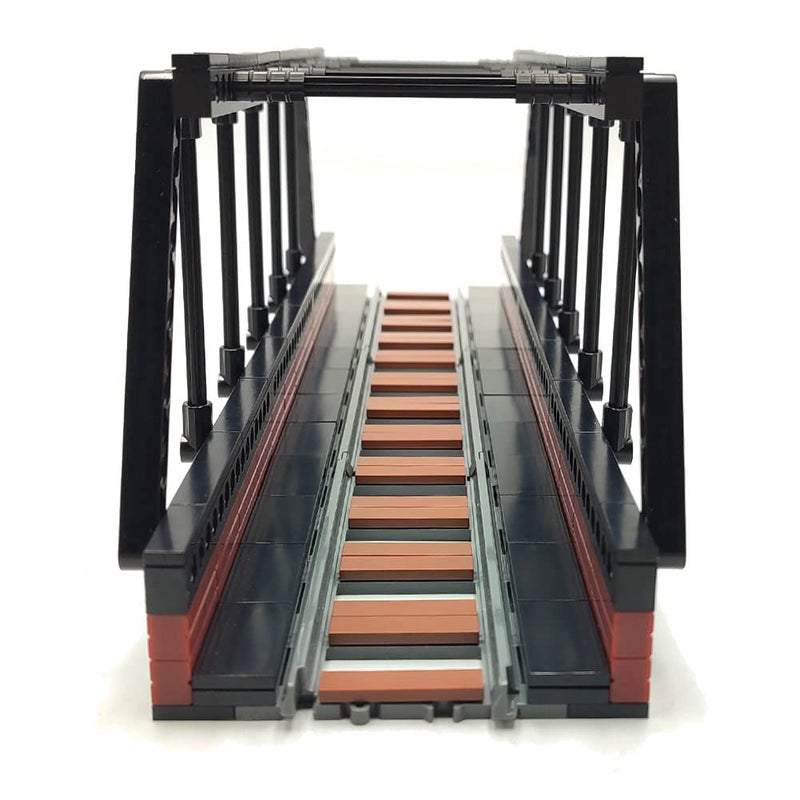 dspitwod Classic Train Building Bridge City Passenger Express Train Tracks Toys Accessories Railroad Construction Building Block Compatible with Major Brand (Black Bridge) - Image 4