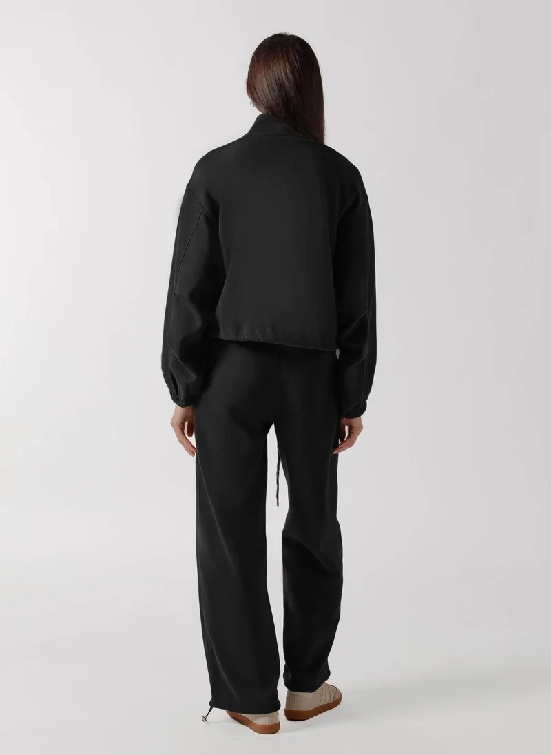Shapes BLACK PANELED ZIP-UP JACKET SET for Women | Best Price UAE
