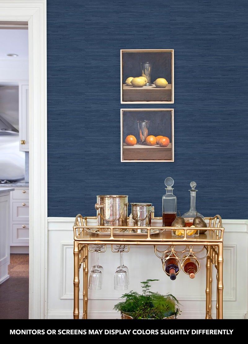 NuWallpaper x Society Social Classic Faux Grasscloth Peel and Stick Wallpaper, Navy Blue - Image 3