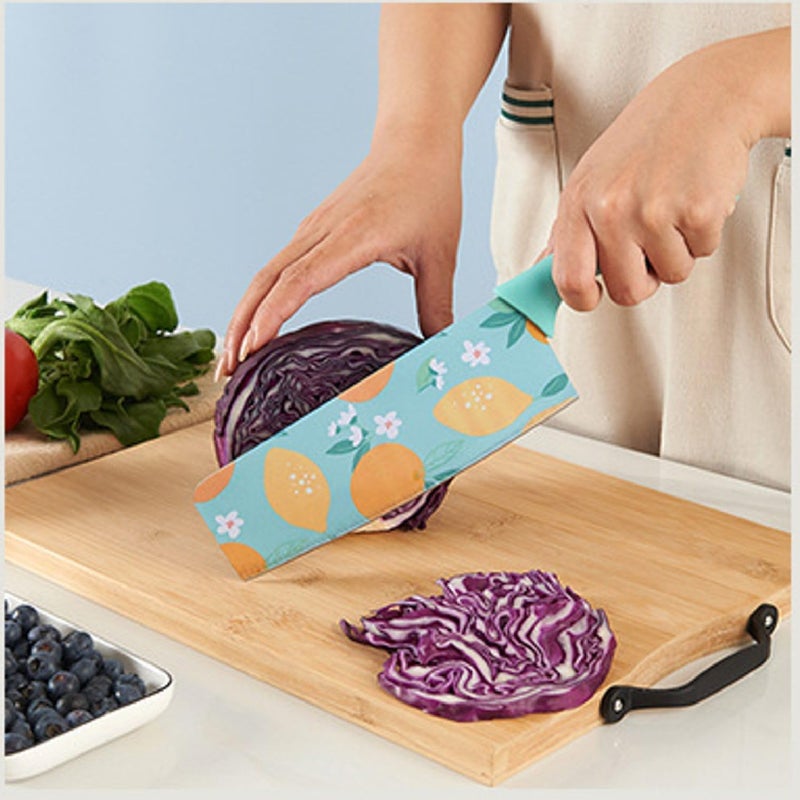 Capmora Premium Stainless Steel Kitchen Knife Set Chefs Knife Butcher Knife Sharp NonStick Soft Handles Cutting Meat Heavy Duty Blade Butcher Meat Knife M B Blue - Image 4