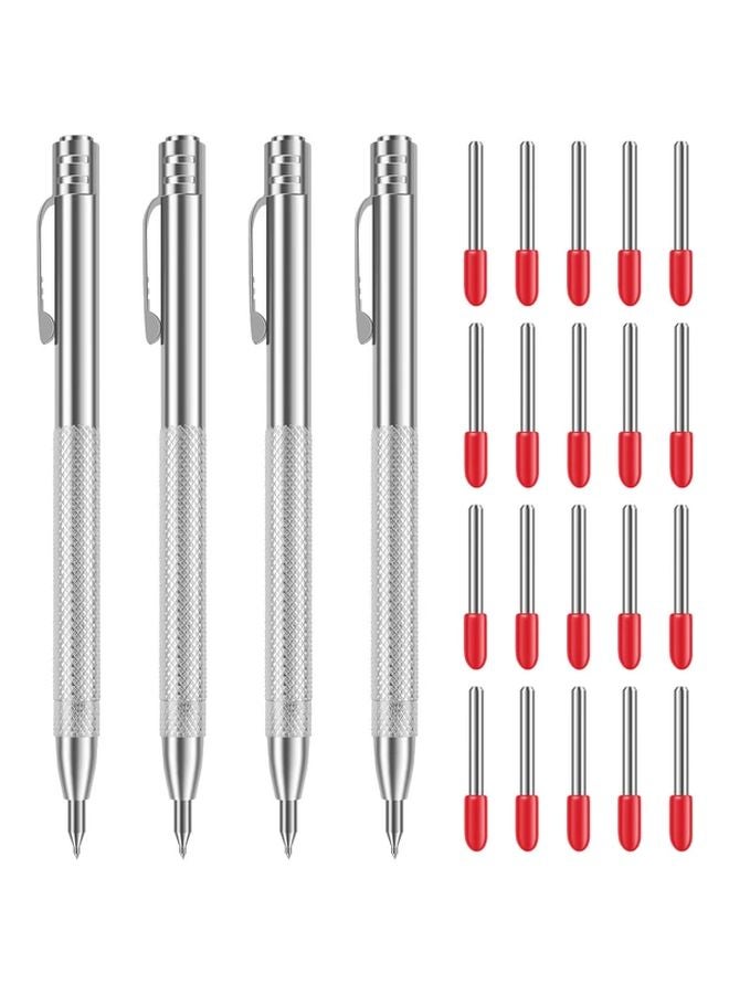 4Pcs Silvery Tungsten Steel Tip Scribe Pen with 20 Replacement Marking Tips for Glass Ceramic Metal Wood Engraving - Image 2