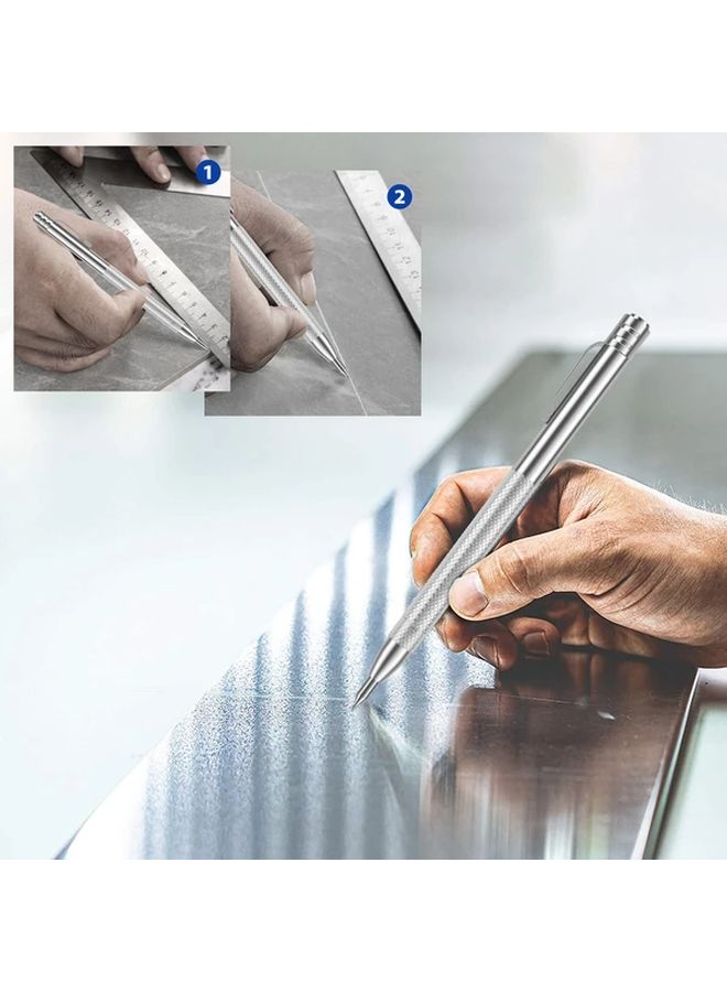 4Pcs Silvery Tungsten Steel Tip Scribe Pen with 20 Replacement Marking Tips for Glass Ceramic Metal Wood Engraving - Image 5