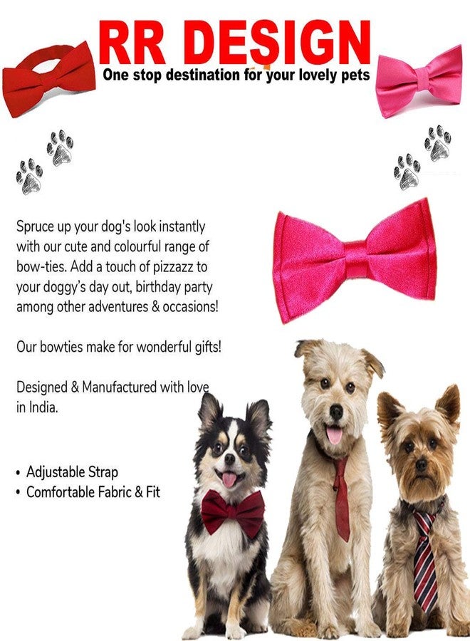 RR Design Jumbo Size Adjustable Fashion Party, Function, Weeding Cum Formal Costume Neck Bow Tie Cum Necktie for Dog/Puppy/Cat/Kitten (L, Pink) - Image 2
