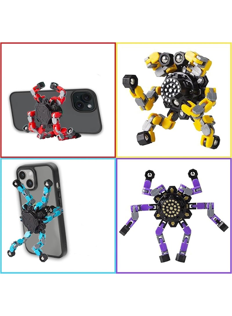 MAOGEDA Deformable Fidget Spinner 4pcs for Kids and Adults, Stress Relief, Sensory Toys, Phone Holder for Boys and Girls Fidget Spinner for ADHD Autism Children Valentine's Day Gift (Fidget Toys 4pcs) - Image 3