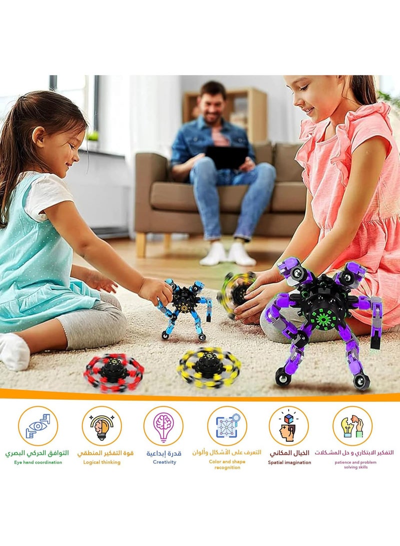 MAOGEDA Deformable Fidget Spinner 4pcs for Kids and Adults, Stress Relief, Sensory Toys, Phone Holder for Boys and Girls Fidget Spinner for ADHD Autism Children Valentine's Day Gift (Fidget Toys 4pcs) - Image 2