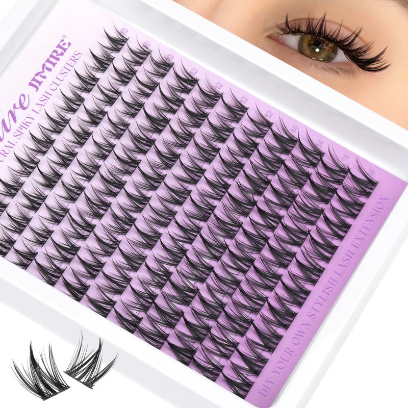 JIMIRE Manga Lash Clusters Natural Eyelash Clusters C Curly 10-14MM Fairy Cluster Eyelash Extensions with Spikes 110Pcs Wispy Individual Lashes Clusters DIY Natural Eyelashes Clusters at Home - Image 1