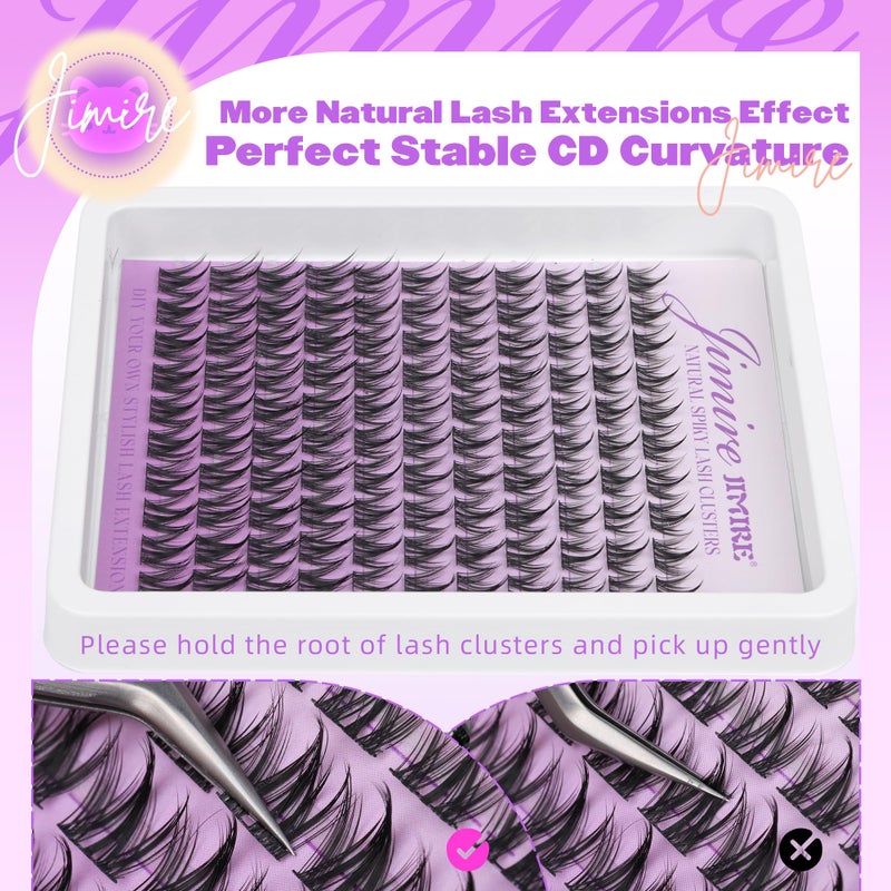 JIMIRE Manga Lash Clusters Natural Eyelash Clusters C Curly 10-14MM Fairy Cluster Eyelash Extensions with Spikes 110Pcs Wispy Individual Lashes Clusters DIY Natural Eyelashes Clusters at Home - Image 5
