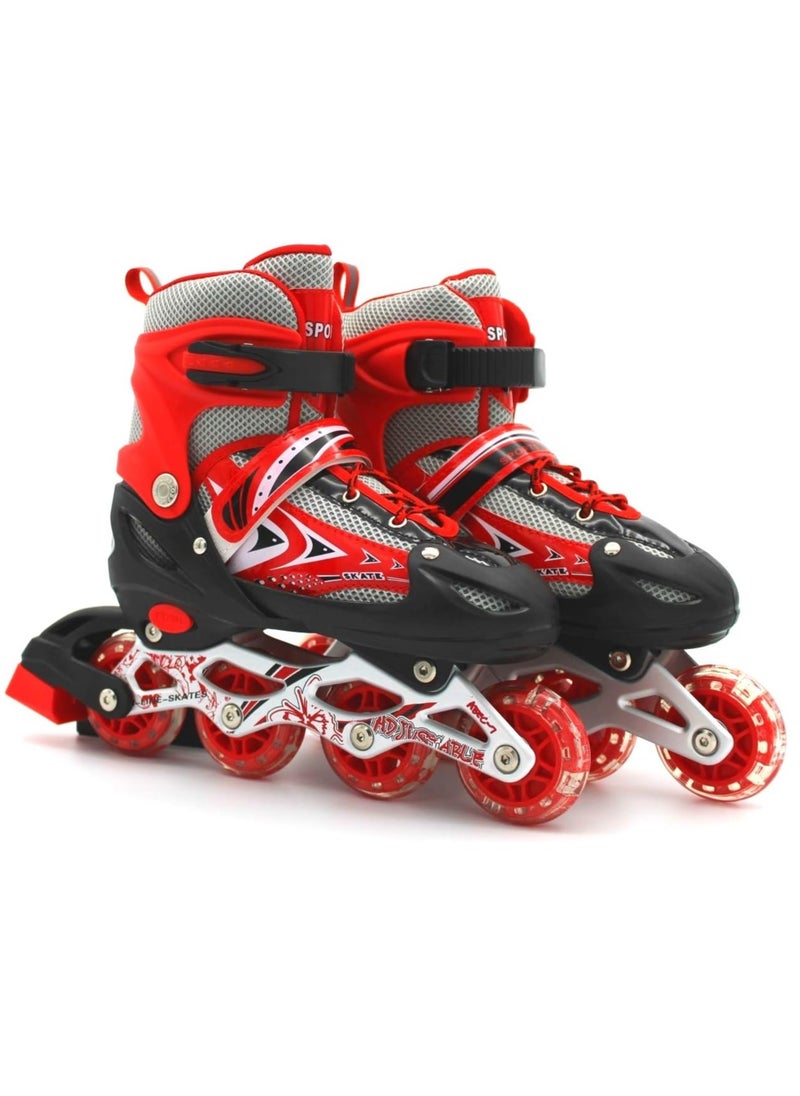 DubaiGallery Adjustable Size Breathable Kids Inline Roller Skates with Safety Gear Set Helmet Knee Elbow Wrist Pads Carry Bag Fun Outdoor Sports Activity for Children Boys and Girls Blade Wheel Skating Shoes  - Image 4
