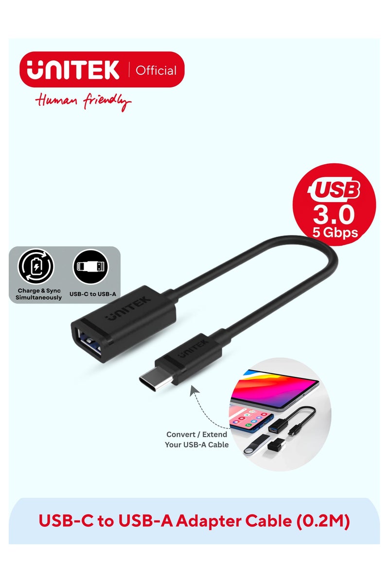 Unitek Y-C476BK USB-C to USB-A Adapter with 5Gbps (USB 3.0) - Image 1
