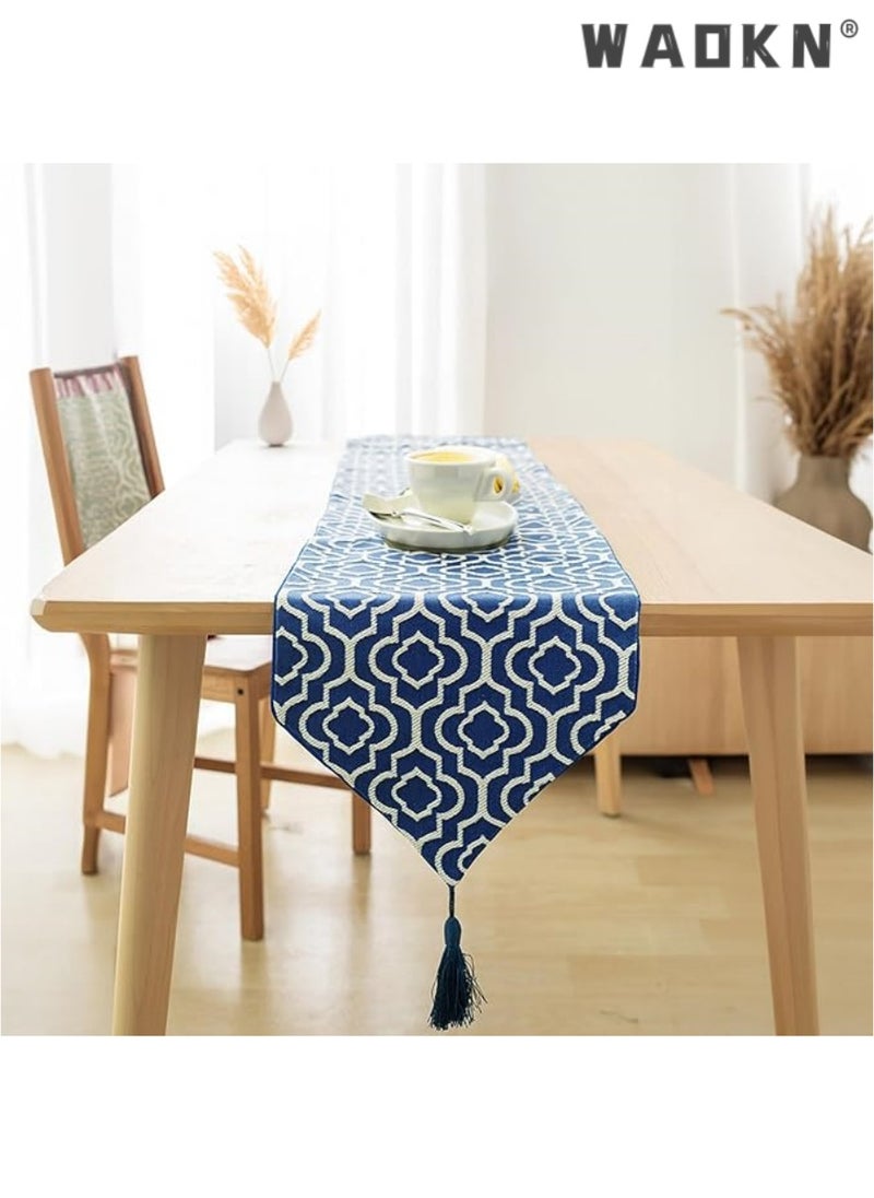 WAOKN Table Runner for Home Decor - Morocco Style with Tassels - Perfect for Dining, Bedroom, Coffee Table, and Rustic Decor（32*180cm）  - Image 3