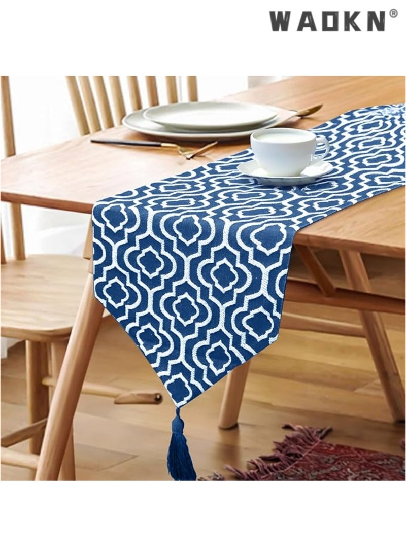 WAOKN Table Runner for Home Decor - Morocco Style with Tassels - Perfect for Dining, Bedroom, Coffee Table, and Rustic Decor（32*180cm）  - Image 2