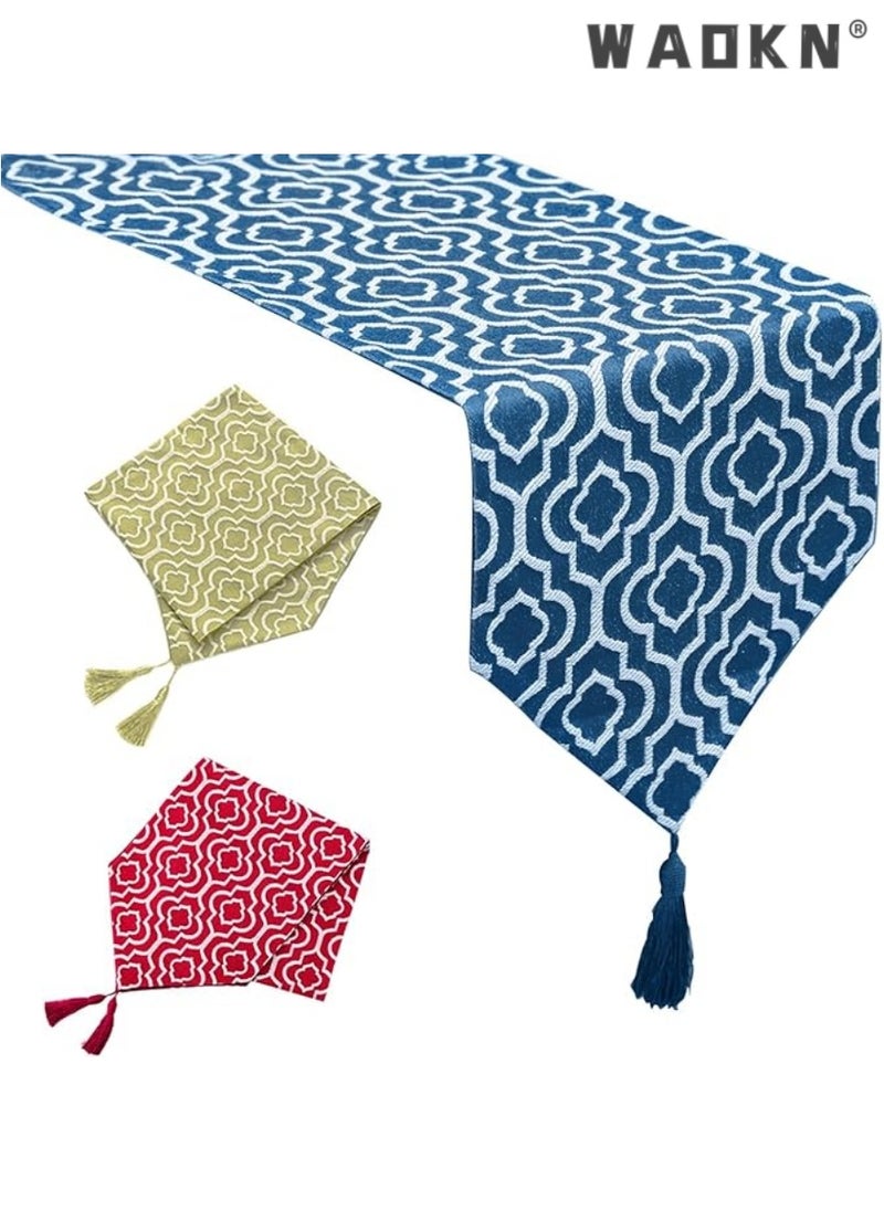 WAOKN Table Runner for Home Decor - Morocco Style with Tassels - Perfect for Dining, Bedroom, Coffee Table, and Rustic Decor（32*180cm）  - Image 1
