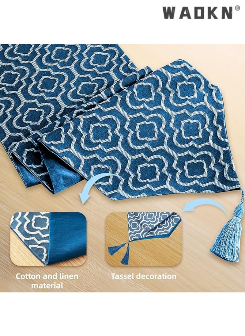 WAOKN Table Runner for Home Decor - Morocco Style with Tassels - Perfect for Dining, Bedroom, Coffee Table, and Rustic Decor（32*180cm）  - Image 4