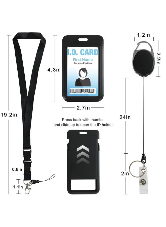 happyhbt Orange ID Key Card Holder Lanyard,Badge Holders Keychain with Retractable Oval reels,Vertical Credit Card Holder Name Protector,for Nurse Teacher Student Women Girl - Image 4