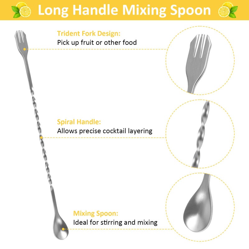 Okxiri Muddler for Cocktails, 4 Pack Cocktail Muddler 8" 10" 12" and Bar Spoon Set, Stainless Steel Muddler Tool, Bar Accessories for Mojitos Fruit Lemon Drinks Party - Image 4