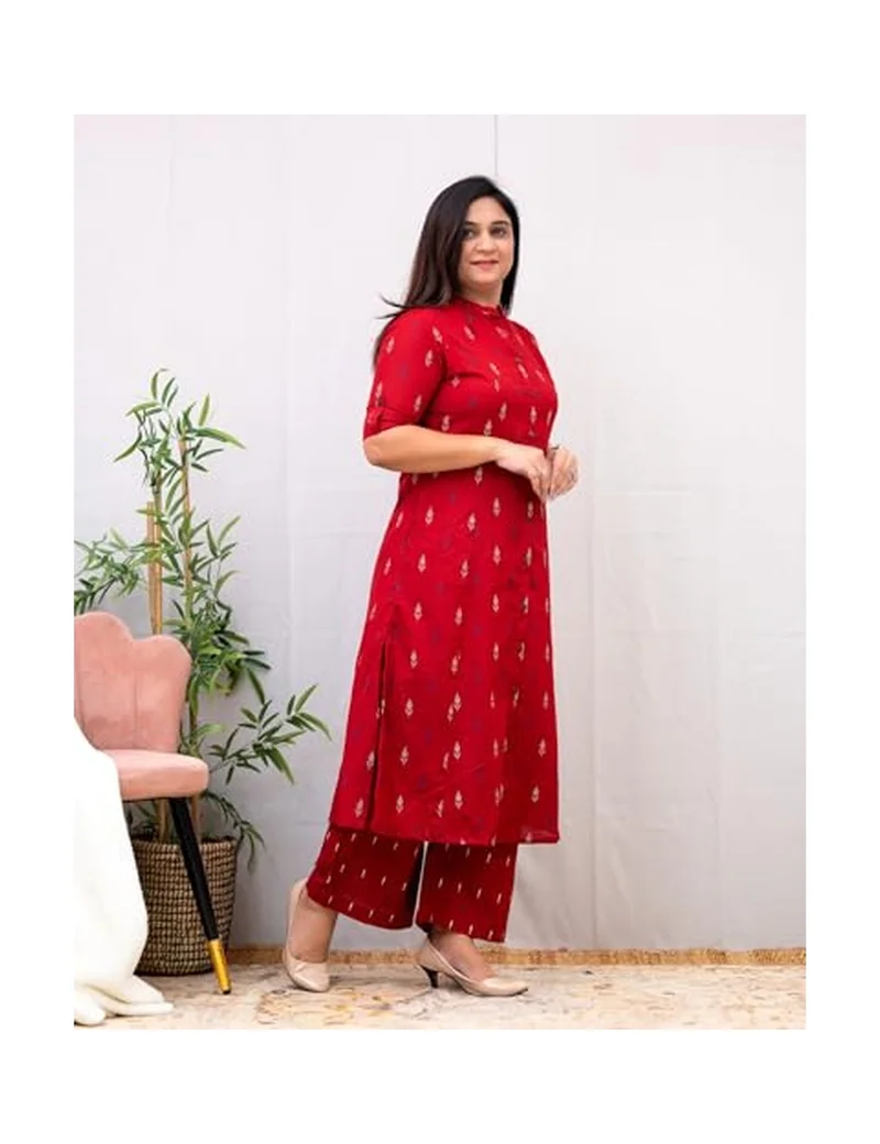 Gosriki GoSriKi Women's Rayon Viscose A-Line Printed Kurta with Pant