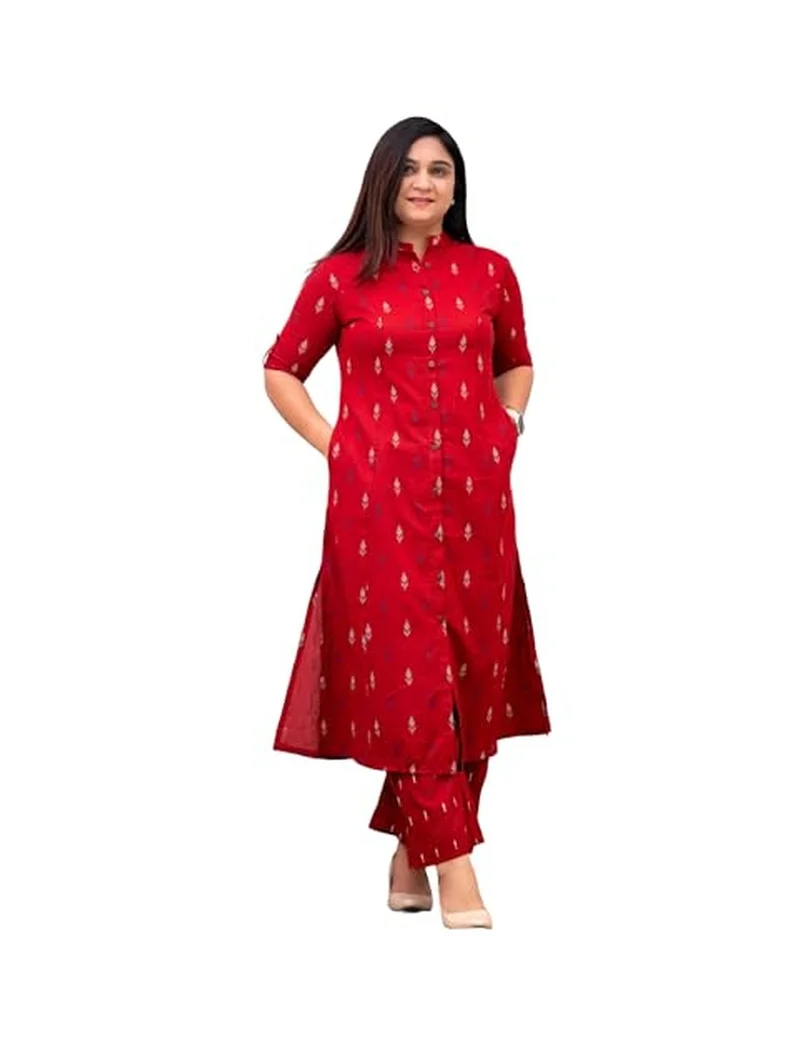 Gosriki GoSriKi Women's Rayon Viscose A-Line Printed Kurta with Pant