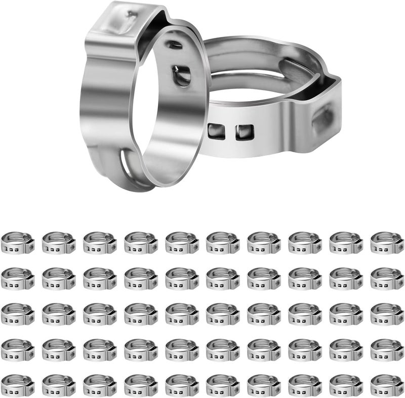 PXZBLG 50 Pack 1/2 Inch PEX Cinch Clamps, Stainless Steel Single Ear Hose Clamps, for PEX Pipe - Image 1