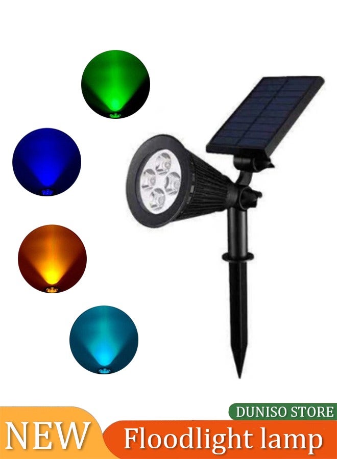 XiuWoo 4-Pcs Solar Spot Lights Outdoor Garden 4 LED Solar Lights Outdoor  4LED Changing Color Waterproof Solar Landscape Spotlights, Auto ON/Off Dusk Till Dawn Solar Uplighters for Garden, Yard, Driveway, Pathway  - Image 1