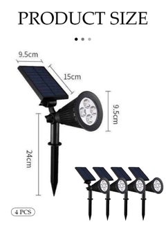 XiuWoo 4-Pcs Solar Spot Lights Outdoor Garden 4 LED Solar Lights Outdoor  4LED Changing Color Waterproof Solar Landscape Spotlights, Auto ON/Off Dusk Till Dawn Solar Uplighters for Garden, Yard, Driveway, Pathway  - Image 4