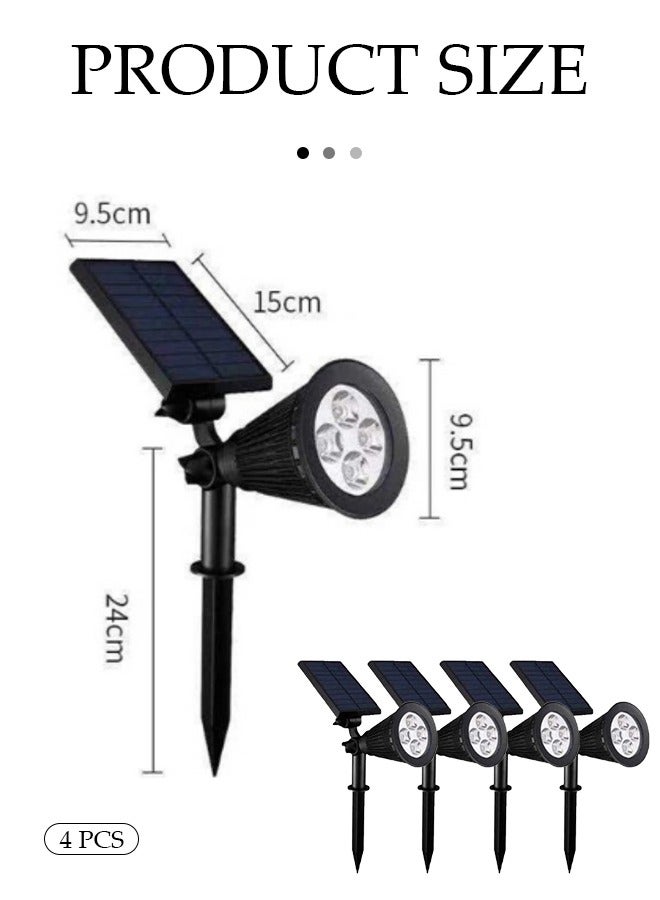 XiuWoo 4-Pcs Solar Spot Lights Outdoor Garden 4 LED Solar Lights Outdoor  4LED Changing Color Waterproof Solar Landscape Spotlights, Auto ON/Off Dusk Till Dawn Solar Uplighters for Garden, Yard, Driveway, Pathway  - Image 4