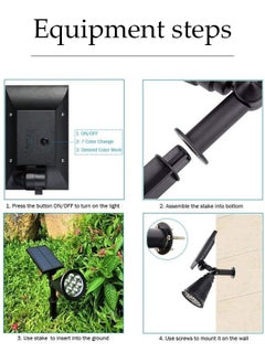 XiuWoo 4-Pcs Solar Spot Lights Outdoor Garden 4 LED Solar Lights Outdoor  4LED Changing Color Waterproof Solar Landscape Spotlights, Auto ON/Off Dusk Till Dawn Solar Uplighters for Garden, Yard, Driveway, Pathway  - Image 3