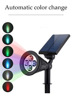 XiuWoo 4-Pcs Solar Spot Lights Outdoor Garden 4 LED Solar Lights Outdoor  4LED Changing Color Waterproof Solar Landscape Spotlights, Auto ON/Off Dusk Till Dawn Solar Uplighters for Garden, Yard, Driveway, Pathway  - Image 5