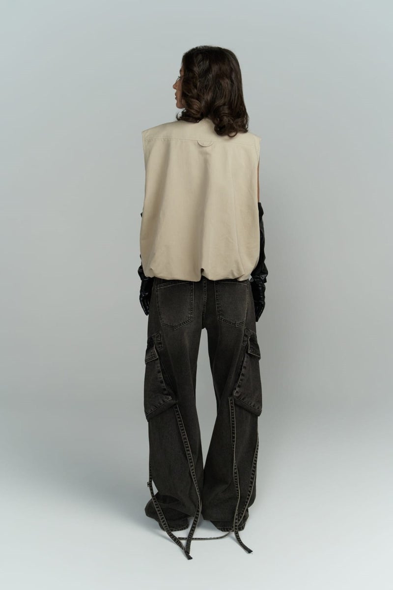Mai Collection Roger Washed Black Cargo Jeans  - Image 3