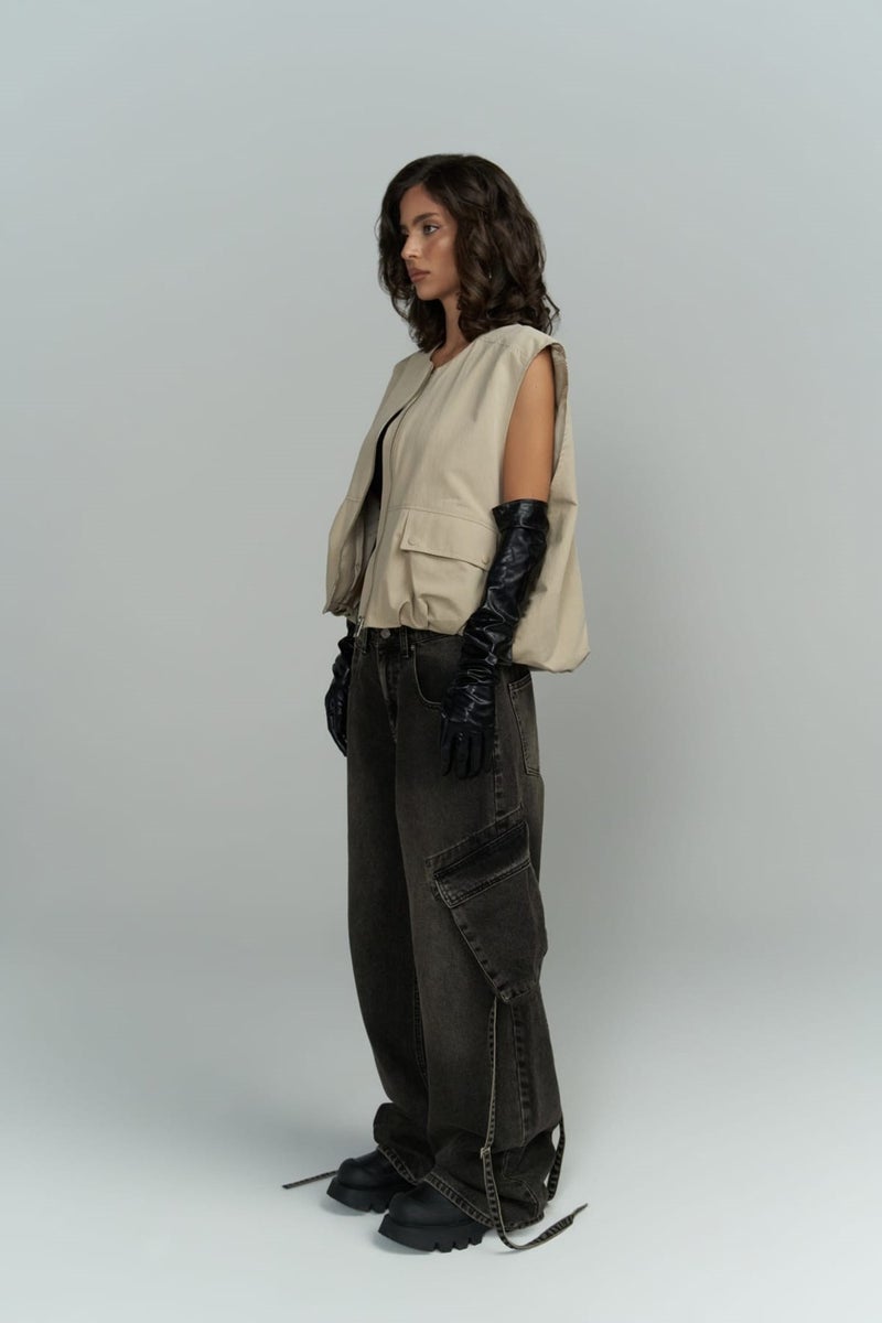 Mai Collection Roger Washed Black Cargo Jeans  - Image 2