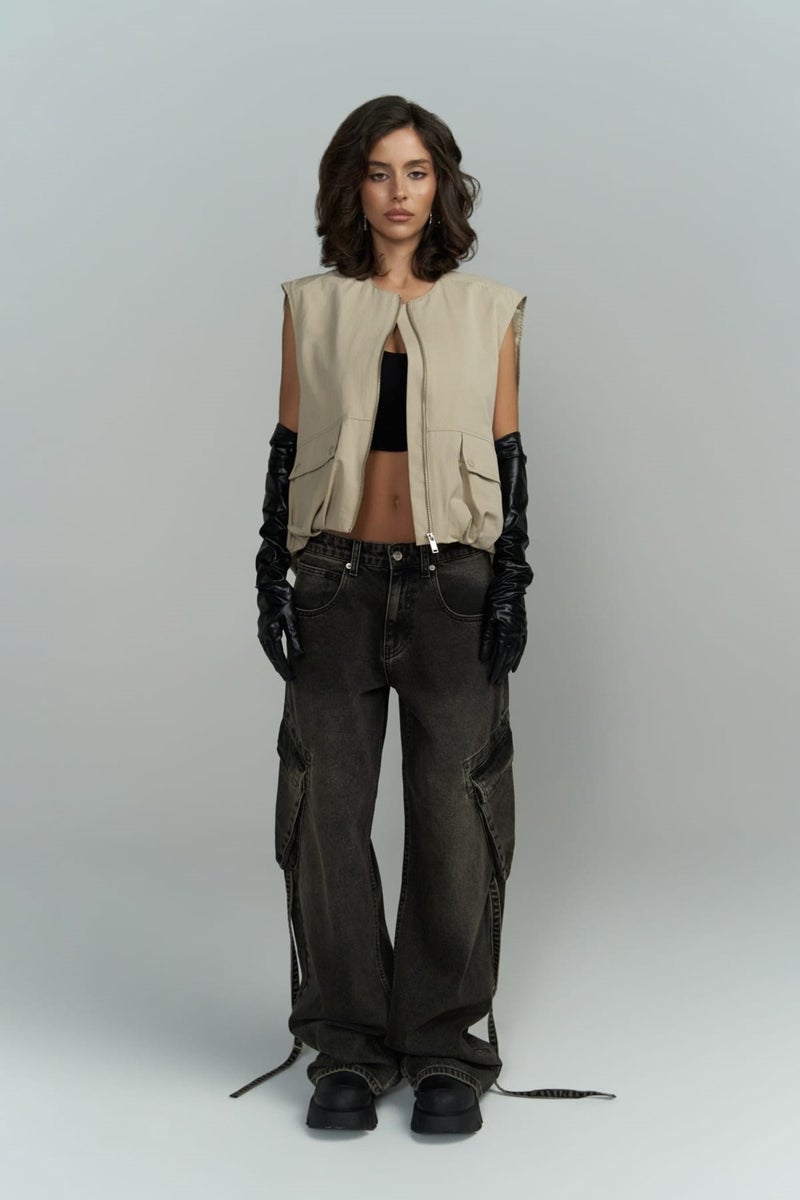 Mai Collection Roger Washed Black Cargo Jeans  - Image 5