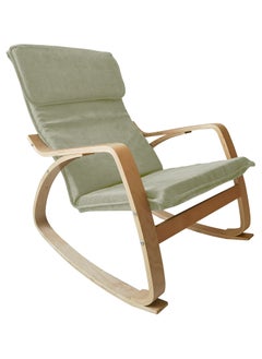 Moon Home and more.. Modern Bentwood Rocking Chair Chenille Fabric Upholstered Relax Rocker Lounge Chair Beige  - Image 5