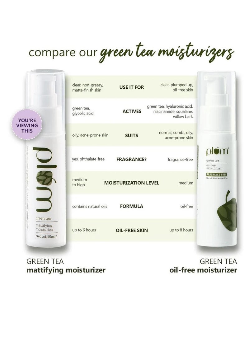 Plum Green Tea Mattifying Moisturizer Face Cream for Oil Acne-Prone Combination Skin Fights Pimples Controls Excess Oil Mattifies Skin 50ml  - Image 3