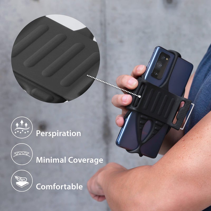BONE حامل الهاتف الرياضي BONE Run Tie 2، حزام ذراع سيليكون صديق للبشرة مع تصميم مزدوج الطبقة لتبديد الحرارة، حامل هاتف للتمارين لمعظم الهواتف الذكية (حجم الذراع L/9.8-15.7 بوصة) - Image 4
