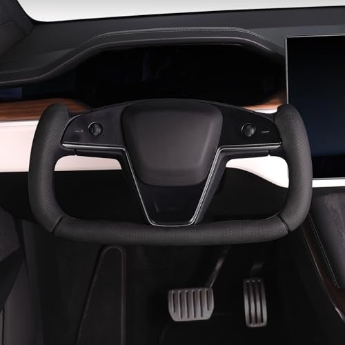 Aotoyou Steering Wheel Cover for Tesla Yoke Steering Wheel Car Steering Wheel Cover for Tesla Model S 2021PresentModel X 2021Present Steering Wheel Accessories Black - Image 3