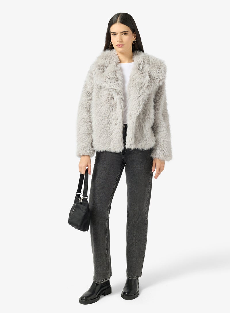 Ginger Cozy Faux Fur Lapel Collar Jacket - Image 4