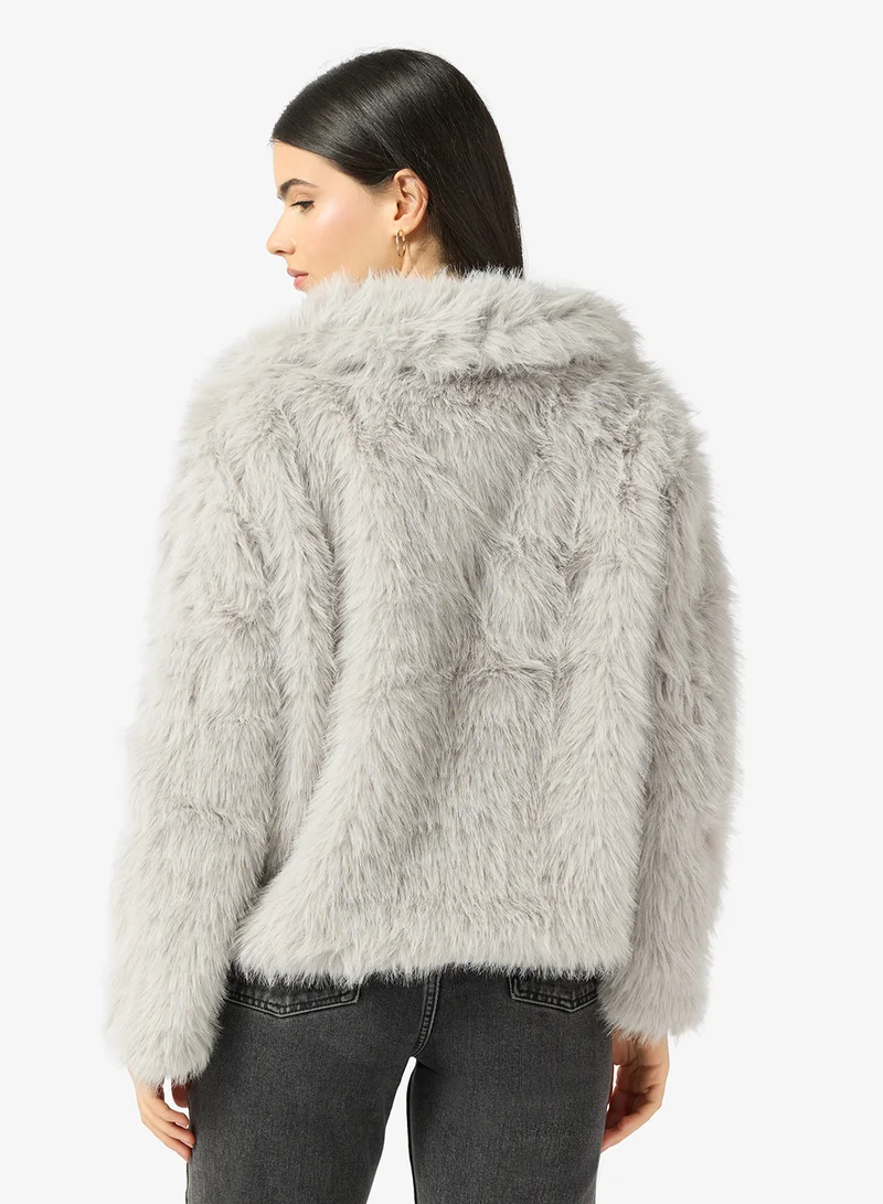 Ginger Cozy Faux Fur Lapel Collar Jacket