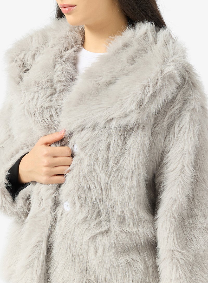 Ginger Cozy Faux Fur Lapel Collar Jacket - Image 3