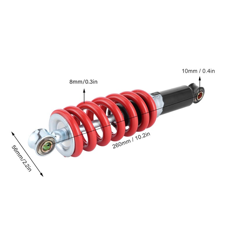 صدمات خلفية ريد بلاك سبرينج مقاس 260 ملم للدراجات النارية والمركبات الرباعية 70-125 سي سي. - Image 5