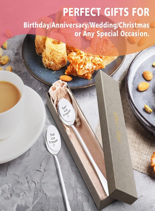 PRSTENLY Wedding Gifts for Couples 2025, 2 Pcs His and Hers Ice Cream Spoon Anniversary Engagement Gifts for Couple Him Her Boyfriend Girlfriend Graduation Christmas Birthday - Image 5
