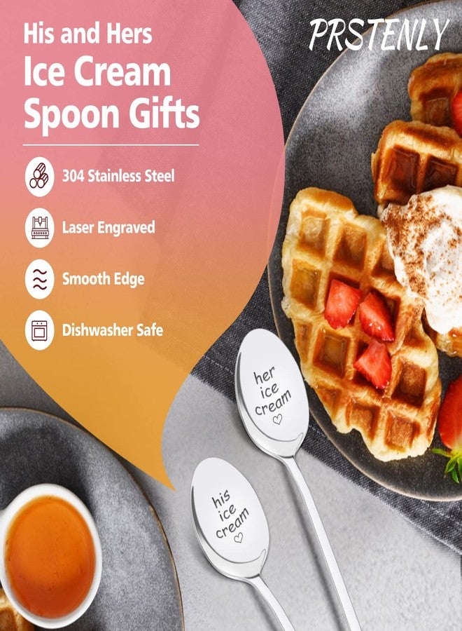PRSTENLY Wedding Gifts for Couples 2025, 2 Pcs His and Hers Ice Cream Spoon Anniversary Engagement Gifts for Couple Him Her Boyfriend Girlfriend Graduation Christmas Birthday - Image 3