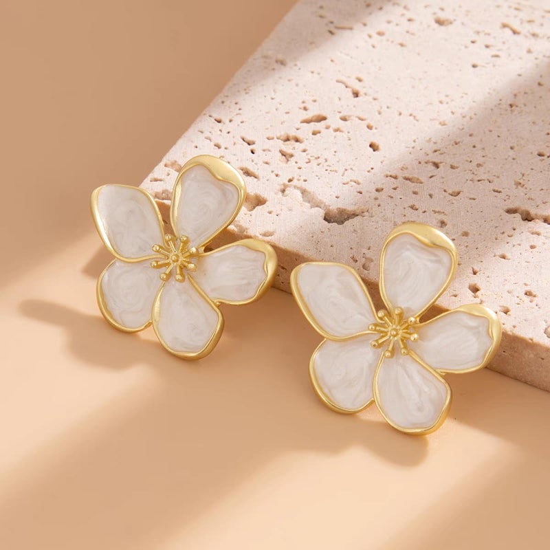 EXPHAIN Flower Stud Earrings for Women Statement Big Flower Earrings Stainless Steel Enamel Earring Trendy Jewelry - Image 2