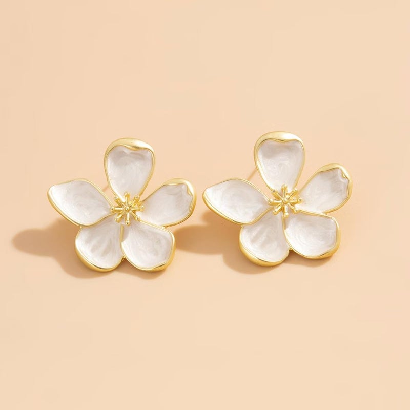 EXPHAIN Flower Stud Earrings for Women Statement Big Flower Earrings Stainless Steel Enamel Earring Trendy Jewelry - Image 4