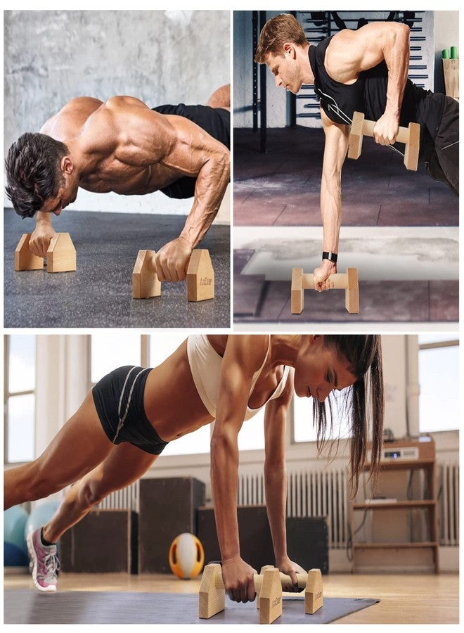 AnExer Push Up Stands, Solid Wood Push Up Bars with Non-Slip Mat Push up Handles for Floor Exercise Home Workout Equipment for Men & Women Strength Training (20cm) - Image 5
