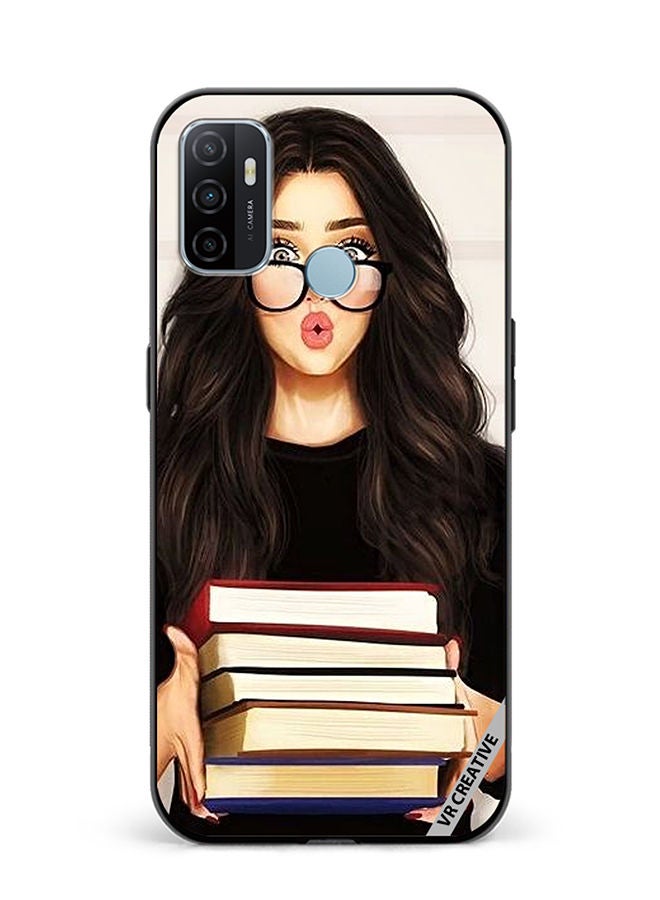 VR CREATIVE غطاء حماية لهاتف أوبو A53 تصميم صادم للبنات مع كتب متعدد الألوان - Image 1