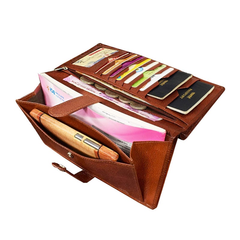 ABYS أغطية شيك من الجلد الحقيقي باللون البني للنساء والفتيات - Image 4