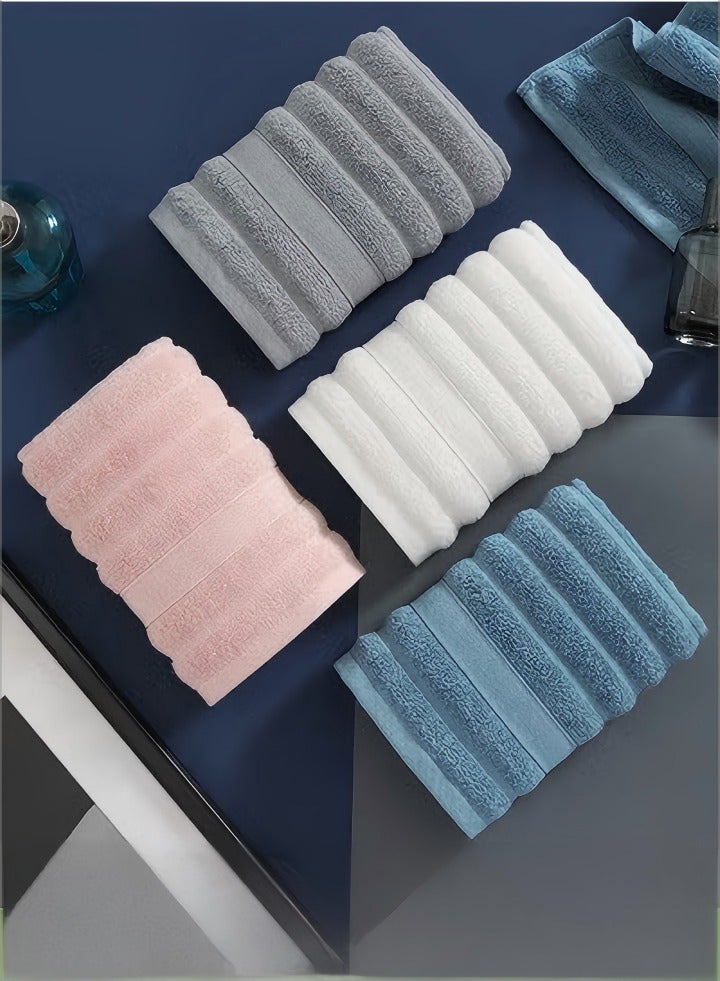 DUNISO 4-Piece Cotton face Towels 100%Cotton Towels Combed Cotton Hand Towels Fast Absorbent Skin-friendly The towel set comes in four colors: pink, blue, white, and gray for Bathroom, Travel, Camp, Spa(75x35cm) - Image 1