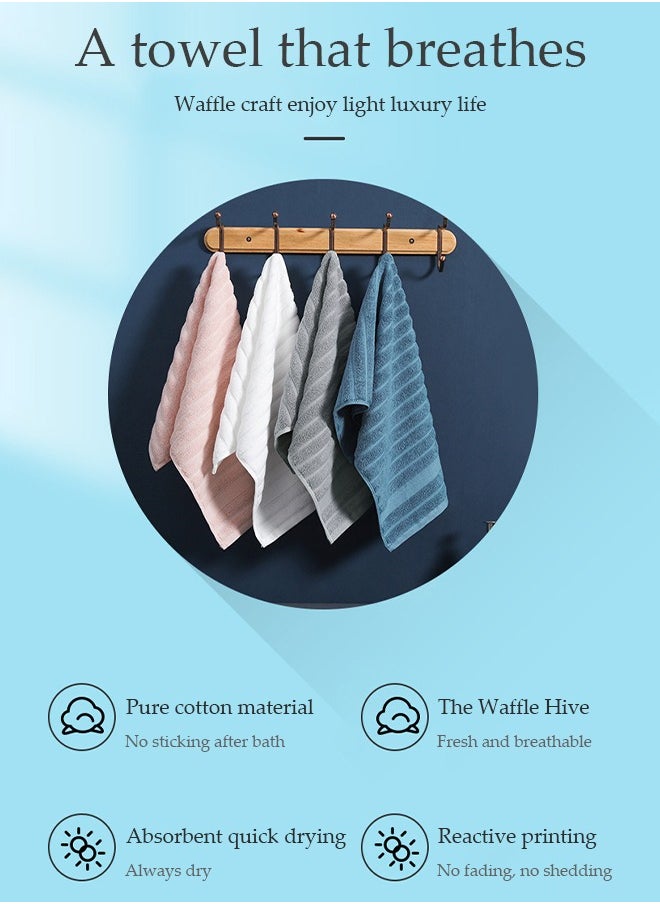 DUNISO 4-Piece Cotton face Towels 100%Cotton Towels Combed Cotton Hand Towels Fast Absorbent Skin-friendly The towel set comes in four colors: pink, blue, white, and gray for Bathroom, Travel, Camp, Spa(75x35cm)  - Image 4