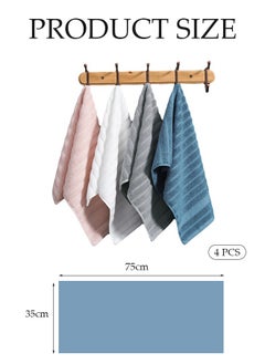 DUNISO 4-Piece Cotton face Towels 100%Cotton Towels Combed Cotton Hand Towels Fast Absorbent Skin-friendly The towel set comes in four colors: pink, blue, white, and gray for Bathroom, Travel, Camp, Spa(75x35cm)  - Image 2